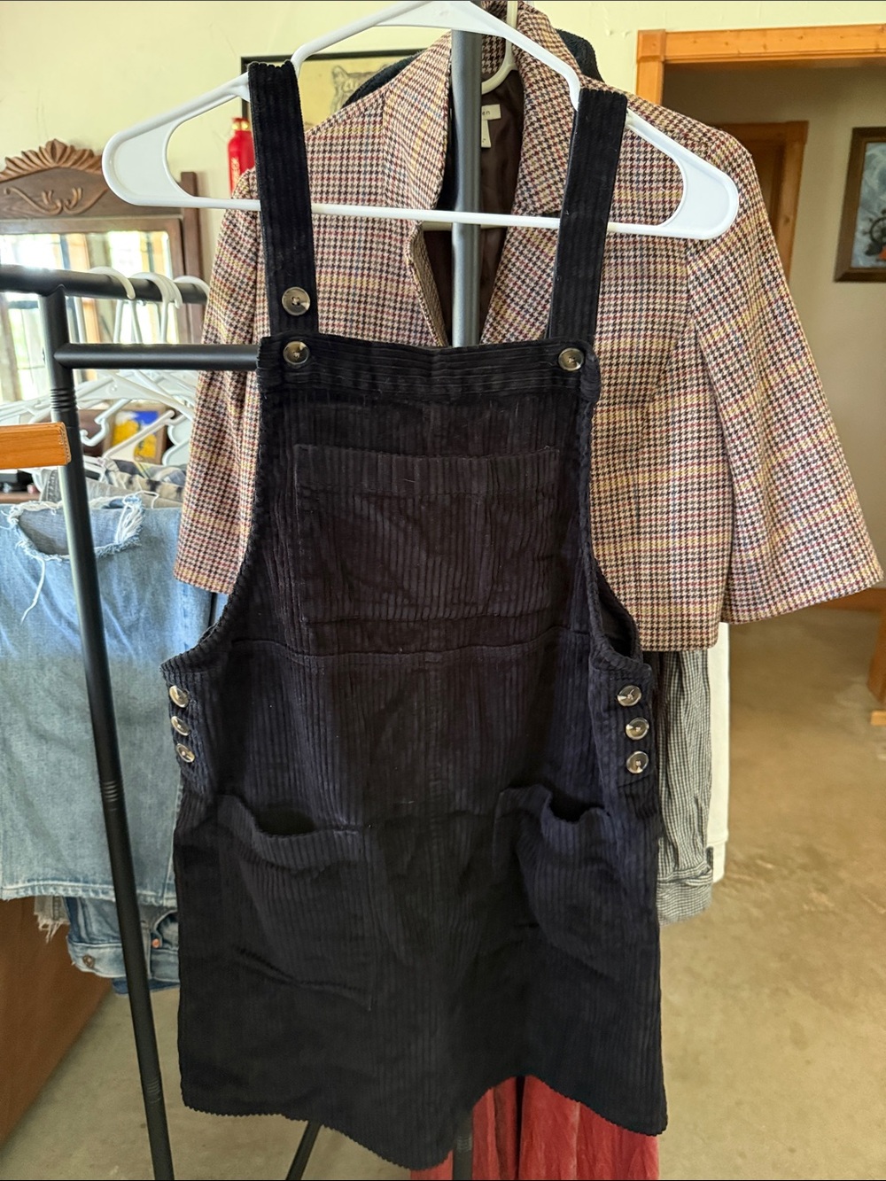wild fable Black Corduroy Mini Pinafore Dress